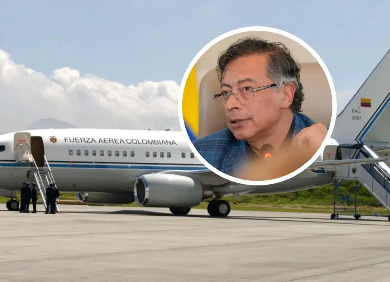 El avión presidencial de Gustavo Petro tuvo un contratiempo incómodo cuando hizo una parada técnica en el aeropuerto de Barajas, en Madrid, España, cuando viajaba a Medio Oriente. FOTO: Colprensa y Presidencia de la República