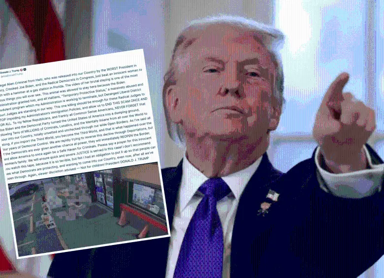 Trump publicó video del asesinato de una mujer a martillazos en Florida e incitó odio a migrantes