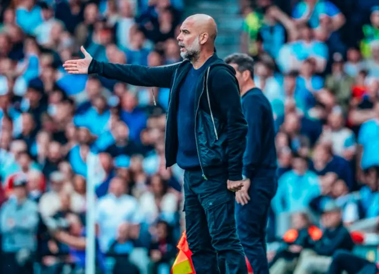 El entrenador español Pep Guardiola no tuvo una buena temporada con el equipo inglés en la Liga Premier. Busca reponerse con el título del Mundial. FOTO: TOMADA DEL X DE @ManchesterCity