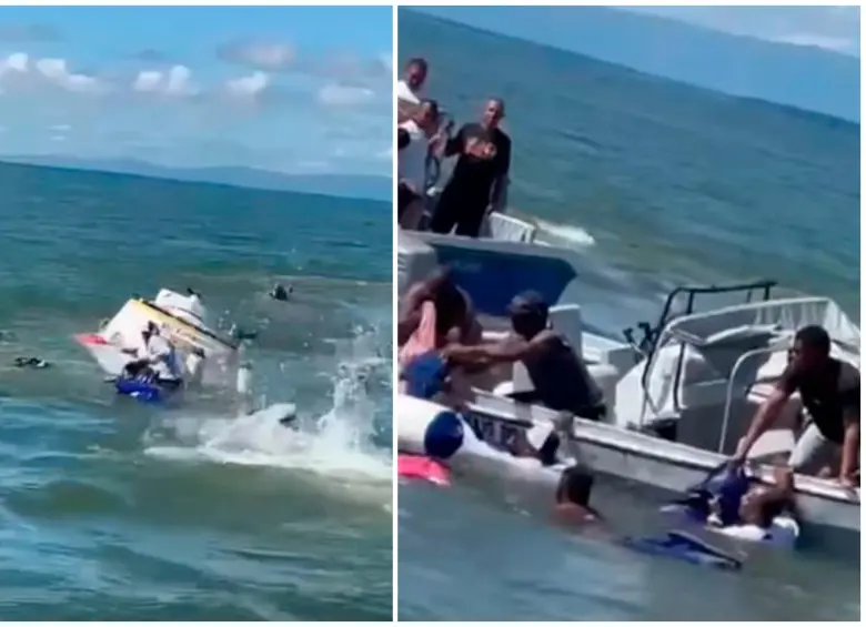 Pescadores y otras embarcaciones de la zona lograron rescatar con vida a 49 pasajeros tras el naufragio en el golfo de Urabá. FOTO pantallazo de Facebook Urabá Noticias