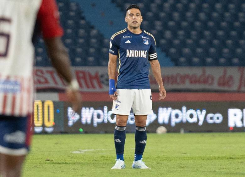 Falcao García en el partido de Millonarios contra Junior, donde después fueron atacados tras salir del estadio Metropolitano. FOTO: MILLONARIOS FC