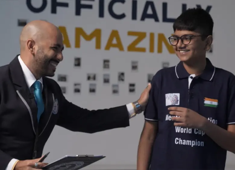 Aaryan Shukla cuando rompió los seis récords. FOTO: Guinness World Récords