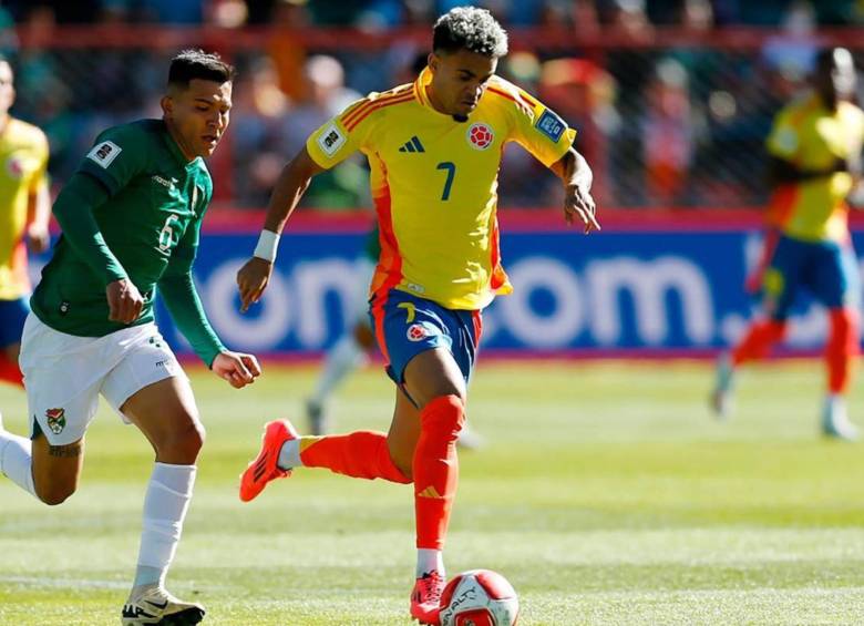 Luis Díaz en el partido contra Bolivia. FOTO: GETTY