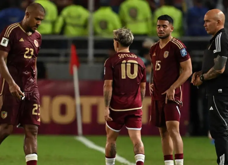 Jugadores de Venezuela en la goleada ante Colombia. FOTO: AFP