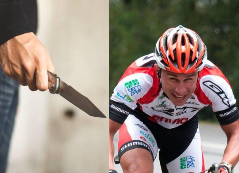 Imagen de referencia sobre ataque con arma blanca y Marlos Pérez en medio de una competencia. FOTO: CORTESÍA LINA MARÍA LOPERA y GETTY