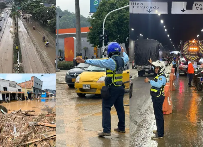 Inundaciones en algunos puntos de Medellín e Itagüí. Fotos: Secretaría de Movilidad de Medellín @sttmed - Esneyder Gutiérrez