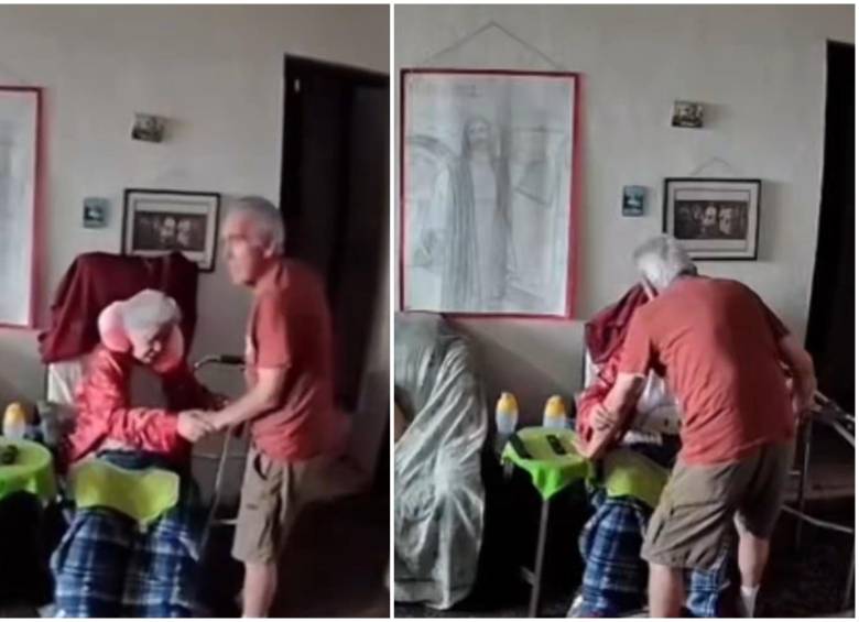 Este registro audiovisual de la pareja de adultos mayores en medio del terremoto se transformó rápidamente en símbolo de esperanza en las redes sociales en medio de la emergencia en Venezuela. FOTO: Captura de video de redes sociales 