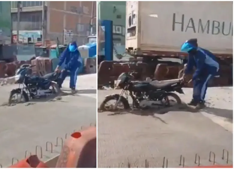 Lo que pretendía ser un atajo rápido para esquivar el tráfico sobre la autopista Sur de Bogotá terminó convertido en un bochornoso incidente. FOTO: Captura de video de redes sociales @PasaenBogota