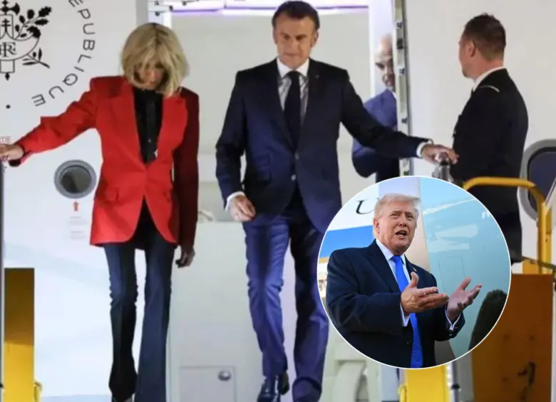 El presidente de Estados Unidos revivió un episodio ocurrido entre el mandatario de Francia, Emmanuel Macron, y su esposa, Brigitte, en medio de una visita a Vietnam. Fotos: captura de video y Getty Images