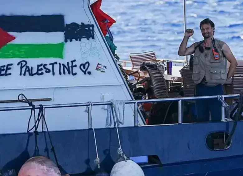Uno de los barcos de la flotilla interceptada por Israel. FOTO: Getty