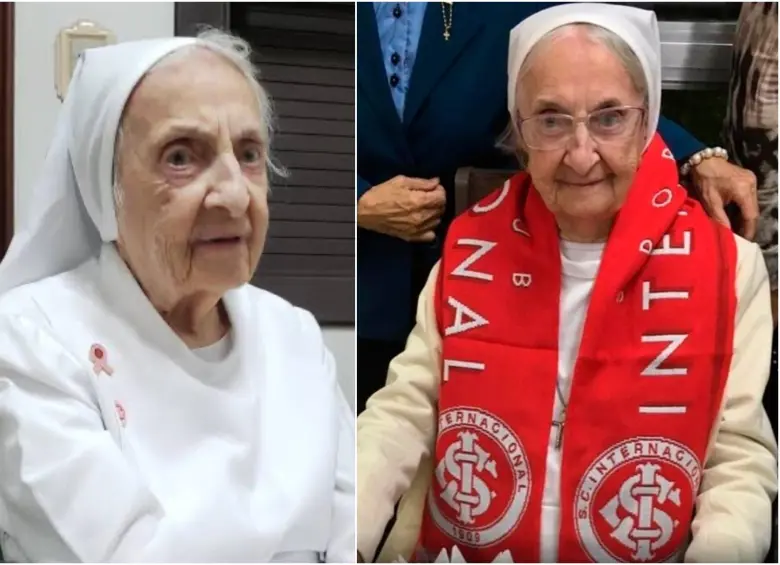 Inah Canabarro con la bufanda de Internacional. FOTO: REDES SOCIALES