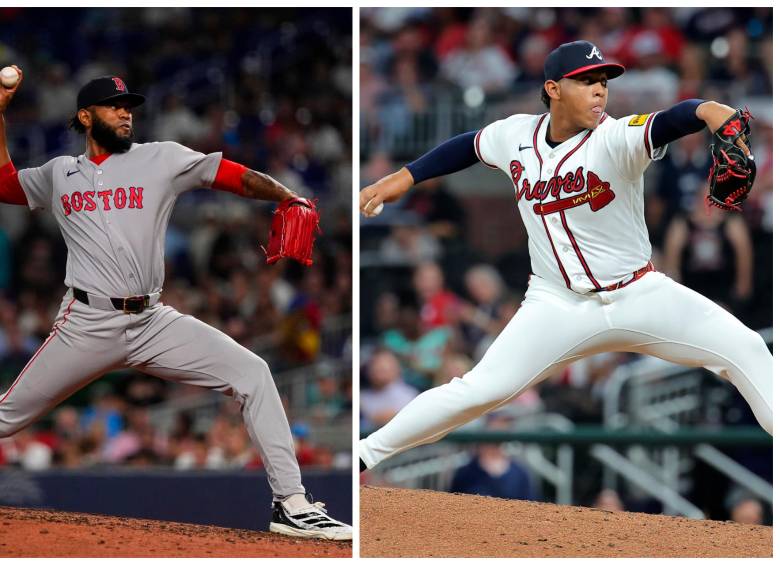 Tayron Guerrero (izquierda, Boston Red Sox) y Didier Fuentes (derecha, Atlanta Braves) representan a Colombia en postemporada de las Grandes Ligas. FOTO GETTY