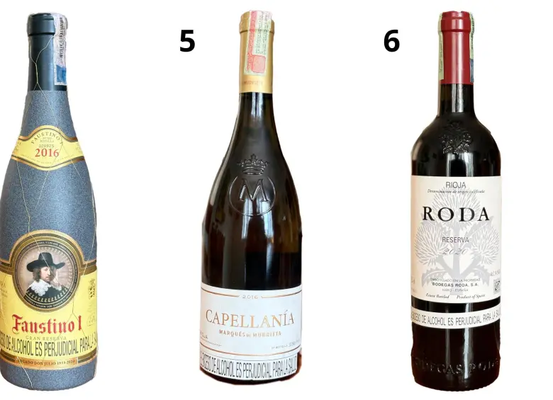 4. Faustino I Gran Reserva, 5. Capellanía, 6. Roda Reserva. FOTOS Cortesía