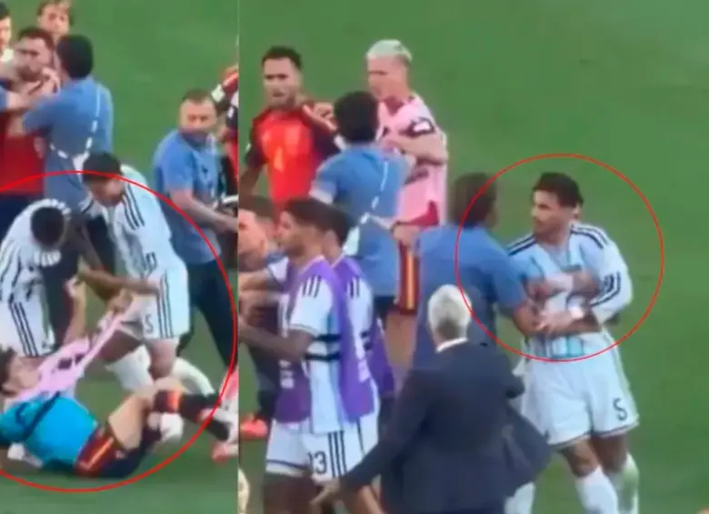 El futbolista argentino Leandro Paredes se vio implicado en una pelea con el español Gavi al final del partido. Se ve en las imágenes. Foto: capturas de pantalla