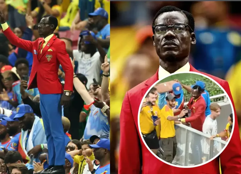 El hincha más famoso de la República Democrática del Congo reapareció tras la derrota ante Colombia con un mensaje de resistencia, orgullo nacional y felicitaciones a la selección colombiana. Foto: Tomada de Instagram @lumumbaveaofficiel y Captura de video de X @DiarioOle