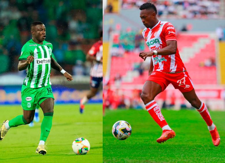 El extremo de Atlético Nacional, Marino Hinestroza, ha hecho un buen trabajo y podría entrar al seleccionado nacional. Entre tanto, el delantero del Necaxa, Díber Cambindo, es el goleador de la Liga MX. FOTO CAMILO SUÁREZ Y GETTY