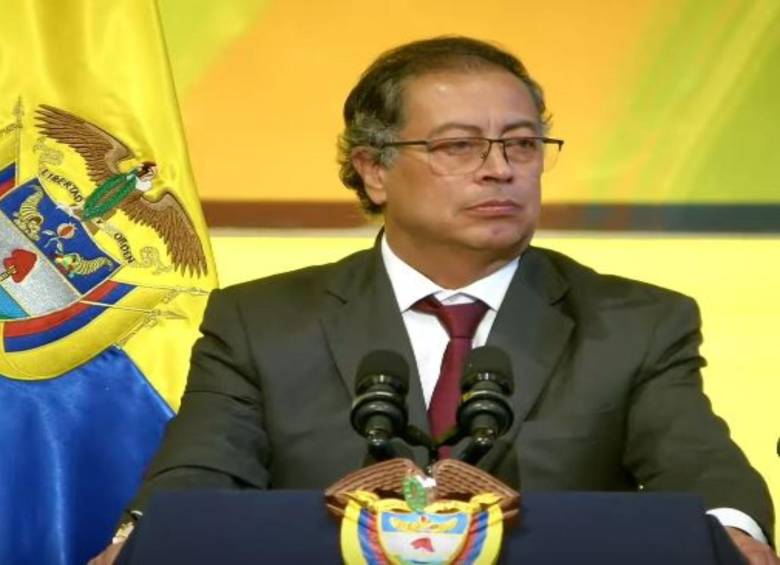 El presidente Gustavo Petro durante su discurso en el Congreso de la República. FOTO: Imagen tomada de redes.