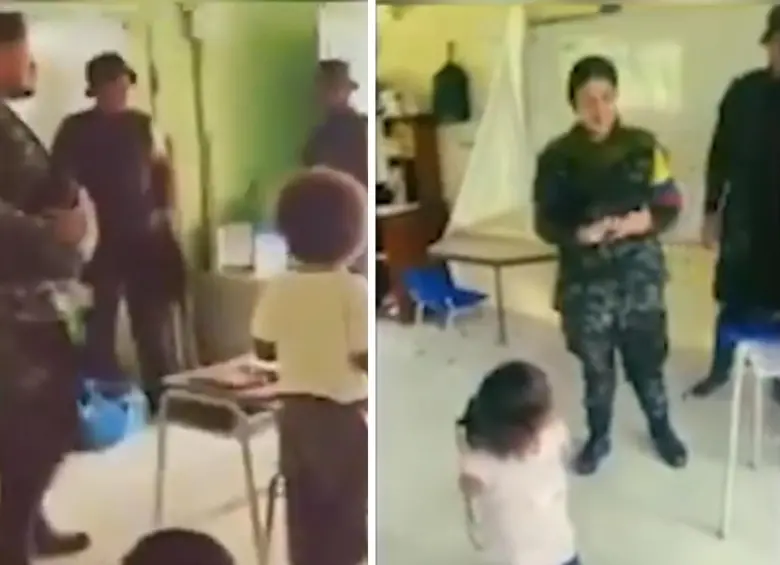 En el video compartido por redes sociales se muestra como los disidentes entraron a las aulas y estuvieron con los niños. Foto: Redes sociales/Semana