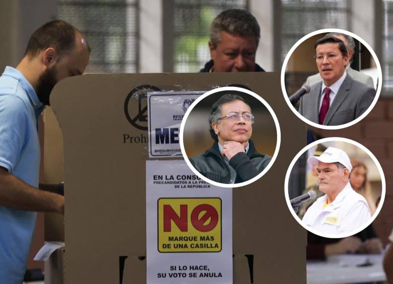 El registrador Hernán Penagos (arriba) aseguró que se publicarán todas las actas, en medio de críticas del presidente Gustavo Petro al sistema electoral. FOTO: CAMILO SUÁREZ-EL COLOMBIA/PRESIDENCIA-REGISTRADURÍA-PROCURADURÍA