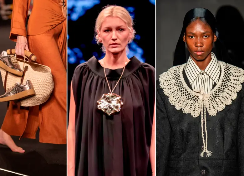 Algunos detalles de accesorios en las pasarelas de Pink Filosofy, Julia y Renata y La Petite Mort. FOTOS Cortesía Inexmoda
