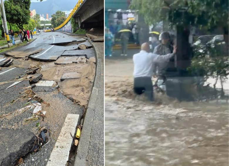 87 milímetros de lluvia cayeron en 44 minutos que duró el aguacero en El Poblado. FOTOS: CAPTURA DE VIDEO Y MANUEL SALDARRIAGA