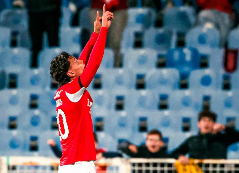 El futbolista colombiano Richard Ríos llegó al Benfica portugués el verano pasado por 25 millones de euros. Es la compra más costosa del club. Foto: tomada del x de @SLBenfica