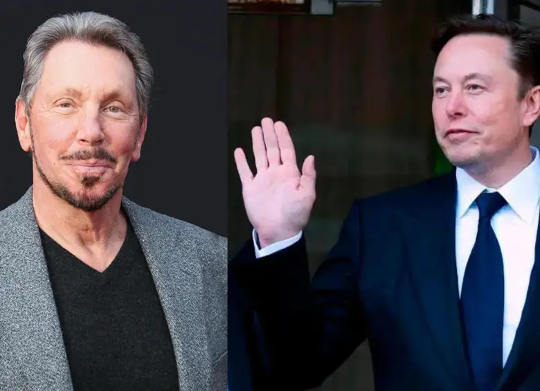 Larry Ellison, cofundador de Oracle; y Elon Musk, dueño de Tesla, SpaceX y la red social X. Foto: Getty