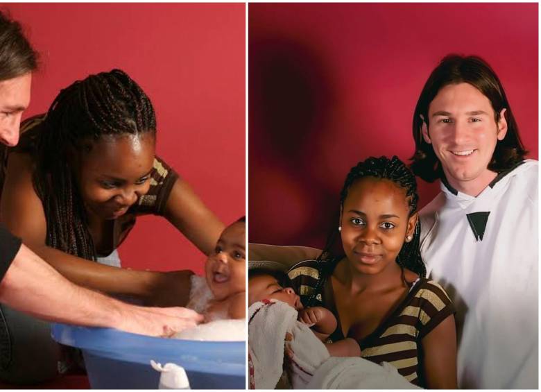 Messi junto a Lamine y su madre. FOTO: Cortesía Joan Monfort