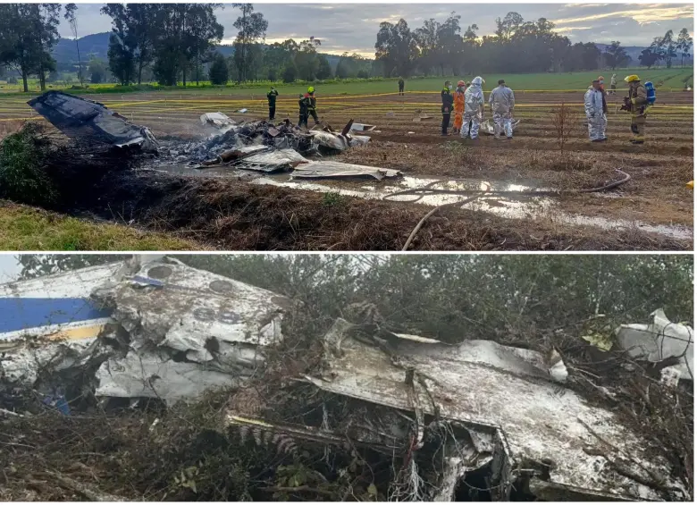 Las avionetas de los últimos dos accidentes aéreos en Colombia, ocurridos en el mes de enero. FOTO: Colprensa y Aeronáutica Civil