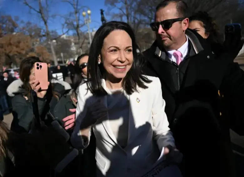 María Corina Machado tras la reunión con Donald Trump. FOTO: AFP