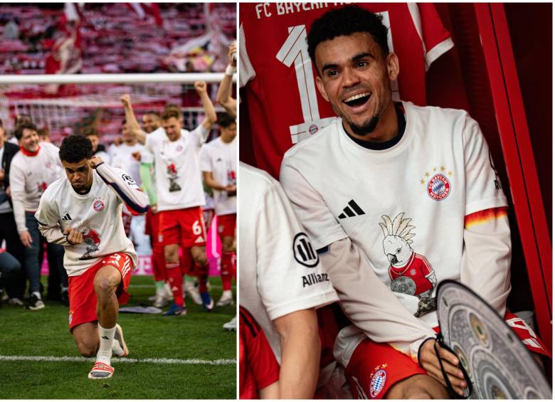 Luis Díaz celebrando el título de liga con Bayern Munich. FOTO: Tomada de redes sociales @FCBayern