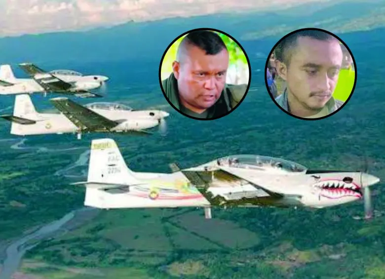 La Fuerza Aeroespacial Colombiana usó aviones Súper Tucano, de fabricación brasilera, para bombardear los campamentos de la organización de “Calarcá” en la zona rural de El Retorno, en Guaviare, donde pudo haber sido dado de baja “Urías Perdomo”. FOTO CORTESÍA