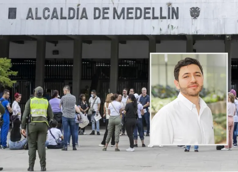 Imagen de referencia de la Alcaldía de Medellín. Adelante, el funcionario Sebastián Gómez. Foto: EL COLOMBIANO