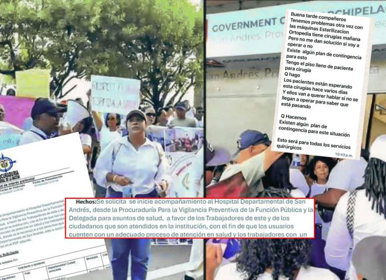 El viernes 30 de enero se llevó a cabo una movilización en San Andrés pidiendo condiciones adecuadas para prestar servicios de salud en el Hospital Departamental. FOTO Captura de video