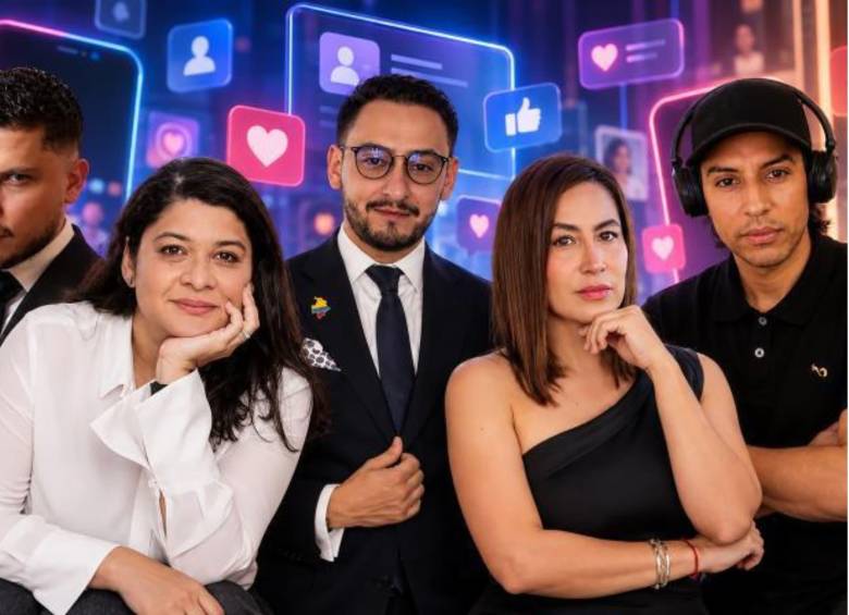 De izquierda a derecha: los activistas Santiago Giraldo, Vanesa Corena, Miguel Zárate, Liliana Castaño y Mauricio Matri. FOTO Redes sociales, montaje El Colombiano
