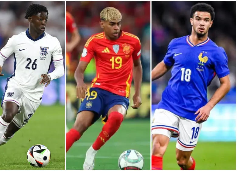 Kobbie Mainoo, Lamine Yamal y Warren Zaïre-Emery. FOTO: Getty, AFP y redes sociales