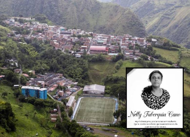 Adelante, la víctima del crimen. Atrás, panorámica del municipio de Peque. Foto: Julio César Herrera Echeverri e imagen tomada de redes.