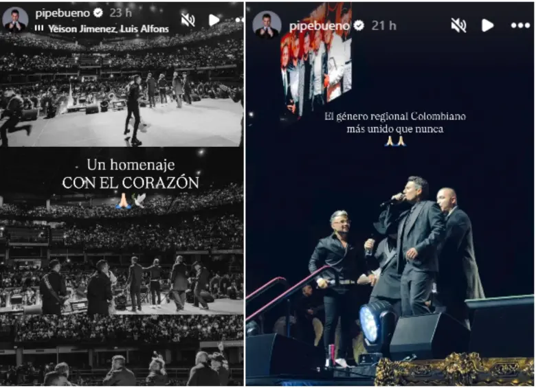 Los colegas de música popular cantando la canción en homenaje a Yeison Jiménez en Bogotá. FOTO: Tomada de redes sociales @pipebueno