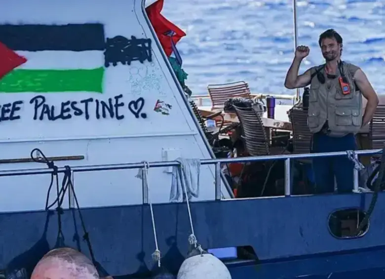 Un barco de la flotilla interceptada por las autoridades israelíes. FOTO: Getty