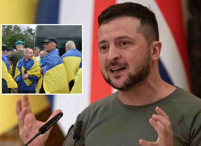 El presidente de Ucrania, Volodímir Zelenski, aseguró que entre los 20 cuerpos hasta hay mercenario israelí, quien al parecer combatía junto a ellos en la guerra contra los ucranianos. FOTO: GETTY Y AFP