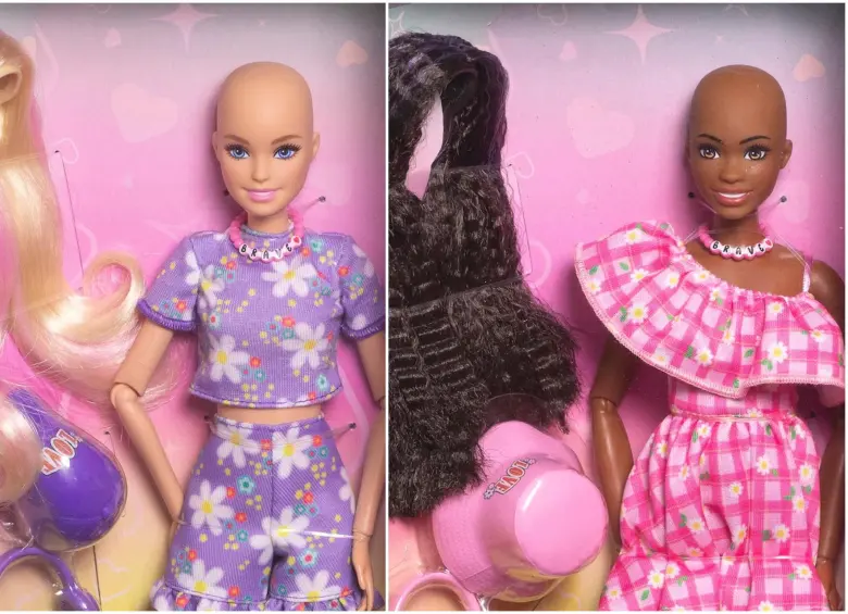 La nueva campaña social cuenta con una Barbie Brave o Valiente, en dos tonos de piel y con su versión Ken, también sin pelo. Repartirán 10.000 muñecas. FOTO: Mattel