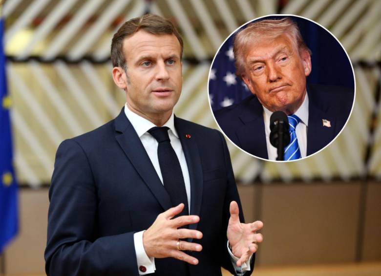 Emmanuel Macron, presidente de España, ha sugerido usar este instrumento para contrarrestar las amenazas arancelarias de Trump. Fotos: Getty Images y AFP