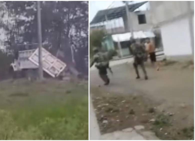 El uso de vehículos pesados como plataformas de ataque volvió a encender las alarmas en el norte del Cauca. FOTO: Cortesía redes sociales @yacelacanto