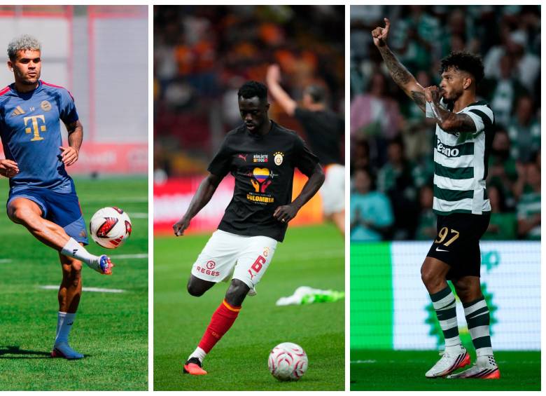 Luis Díaz, Dávinson Sánchez y Luis Suárez compiten de forma consecutiva en la Champions. FOTO: X Bayern, Galtasaray y SportinCP