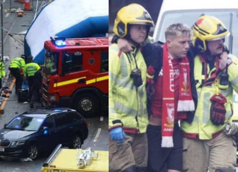 Mientras hinchas ‘reds’ festejaban el título del Liverpool en las calles, un hombre atropelló a varios aficionados con su auto. FOTOS: Tomada de redes sociales