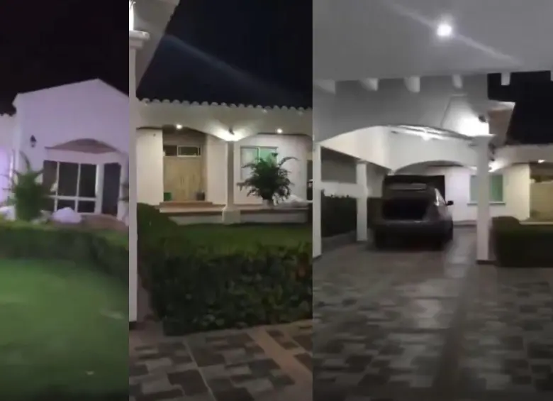 La vivienda cuenta con un amplío jardín y estaba rodeada de un fuerte esquema de seguridad. Fotos: capturas videos cortesía
