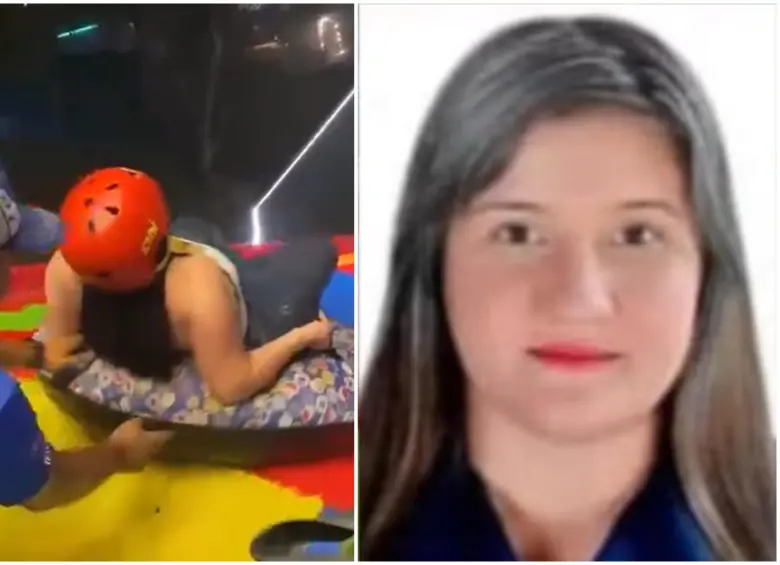 Momento en que Yuris Cristel Camila García Manrique se habría tirado por el tobogán. FOTO: Cortesía y captura de vídeo de redes sociales @jhonjacome