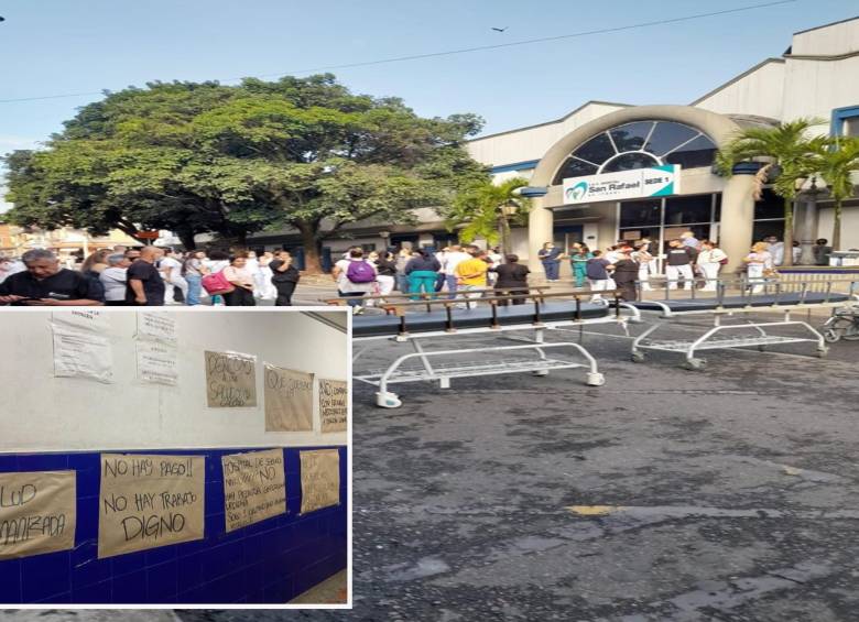 Así transcurrió el plantón de los empleados del hospital San Rafael de Itagüí. FOTOS: Cortesía El Itagüíseño