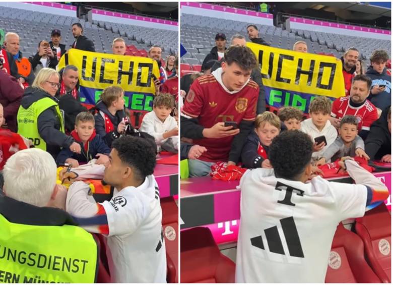 Tras dar dos asistencias en el partido contra Stuttgart, el guajiro Luis Díaz sacó un momento viral para compartir con los hinchas, entre ellos, los niños. FOTO: Captura de video de redes sociales @bundesligaes
