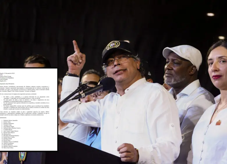 Los jóvenes le hicieron 4 peticiones al presidente sobre su tono en alocuciones y redes sociales. FOTOS: Presidencia y captura de documento suministrado a EL COLOMBIANO